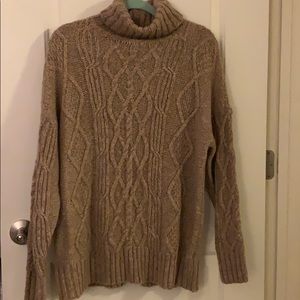 AE brown cream turtleneck oversized sweater